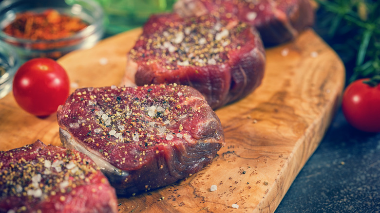 steaks seasoned with dry rub