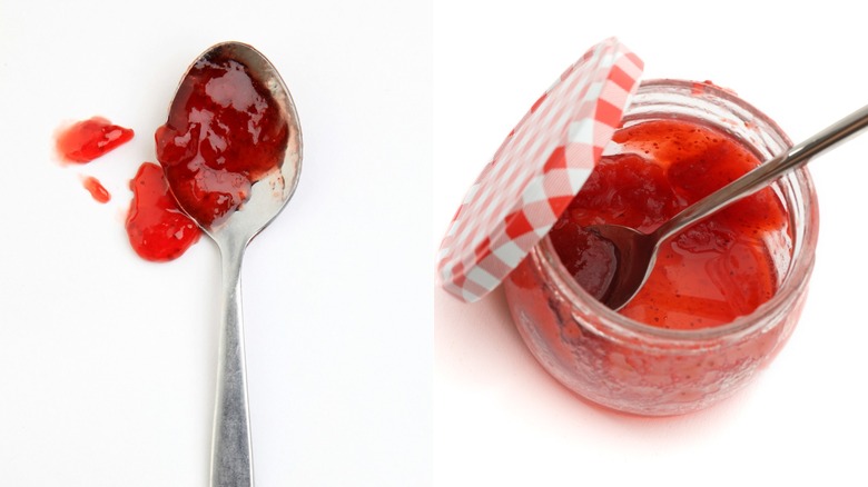 jelly on spoon and jam