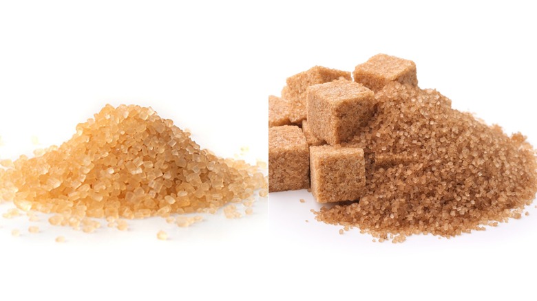 raw sugar and brown sugar