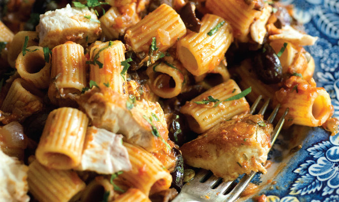 February 12: Mezze Rigatoni With Swordfish and Black Olives