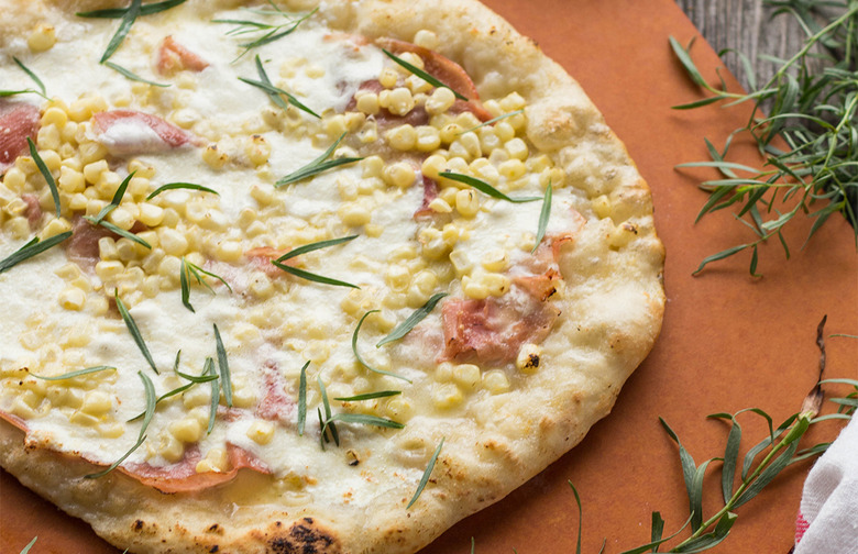 Grilled Pizzas With Corn, Prosciutto, and Tarragon