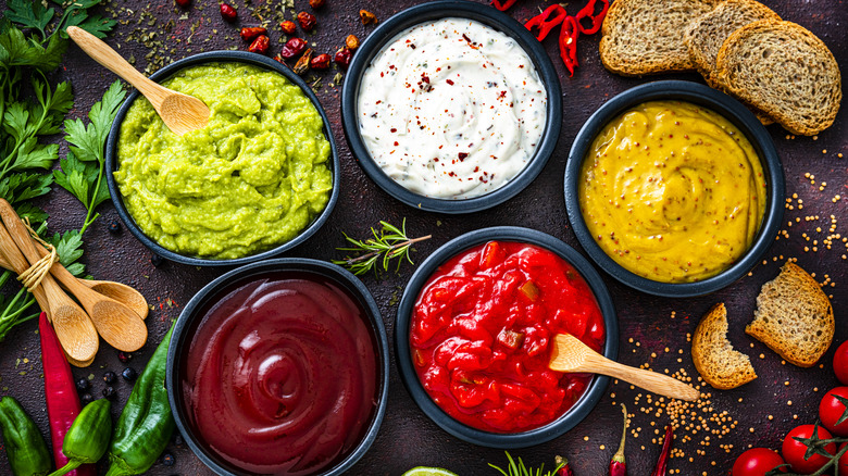 Bowls of dipping sauces