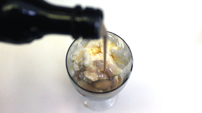 pouring Bailey's onto ice cream