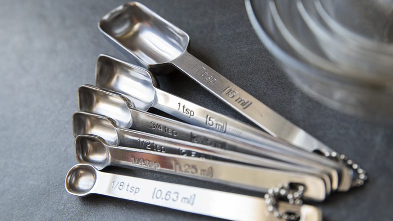 set of metal measuring spoons