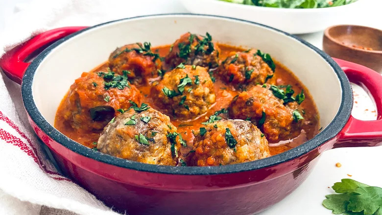 Meatballs marinara in a pot