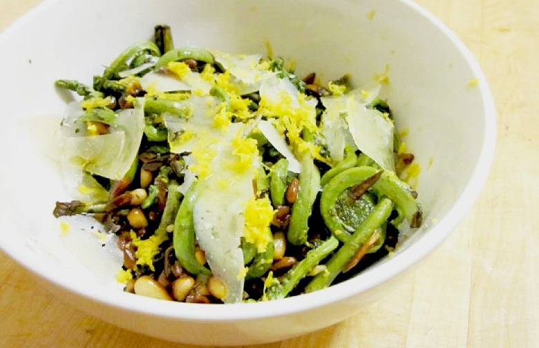 Fiddlehead Ferns With Pine Nuts, Pecorino, and Lemon Zest