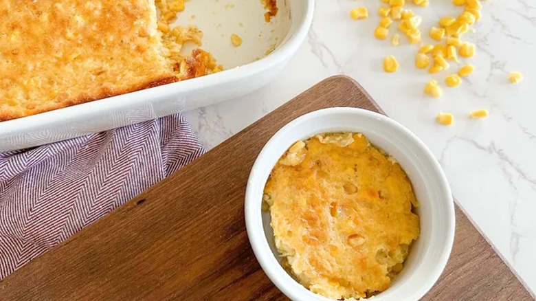 corn pudding in baking dish