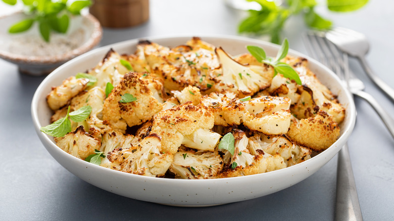 bowl of roasted cauliflower