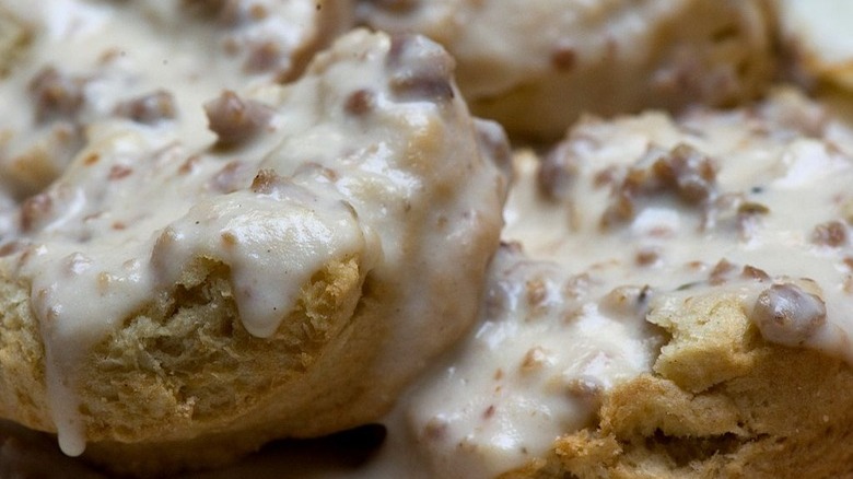 Cheesy Biscuits and Gravy Casserole