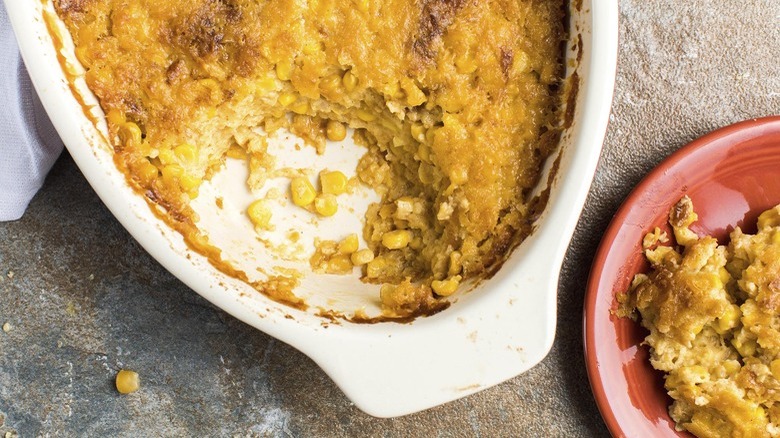 Chipotle Corn Pudding in dish