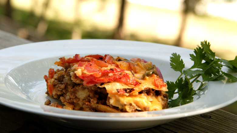 Beef Enchilada Casserole on plate