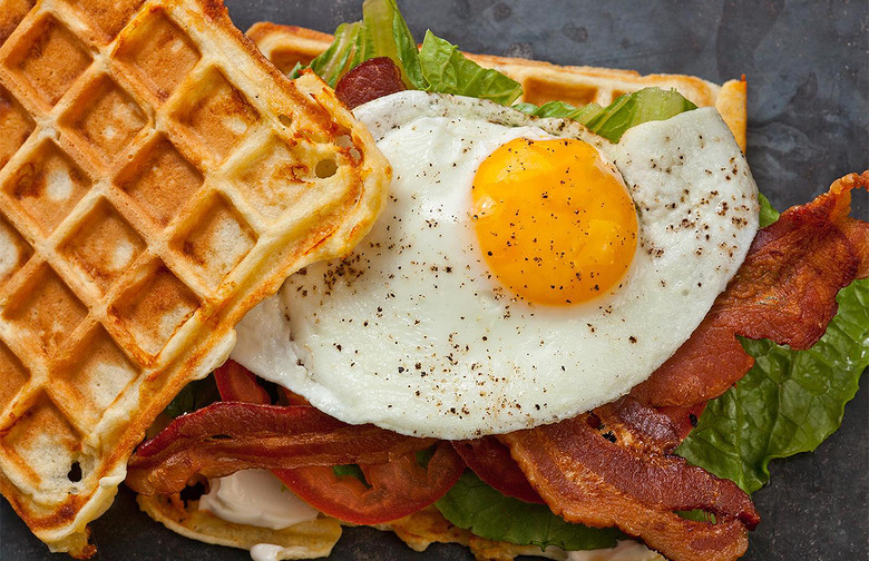 Savory Cheddar Waffle BLT With Egg