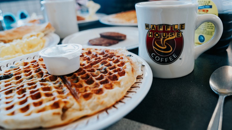 Waffle House waffle and mug