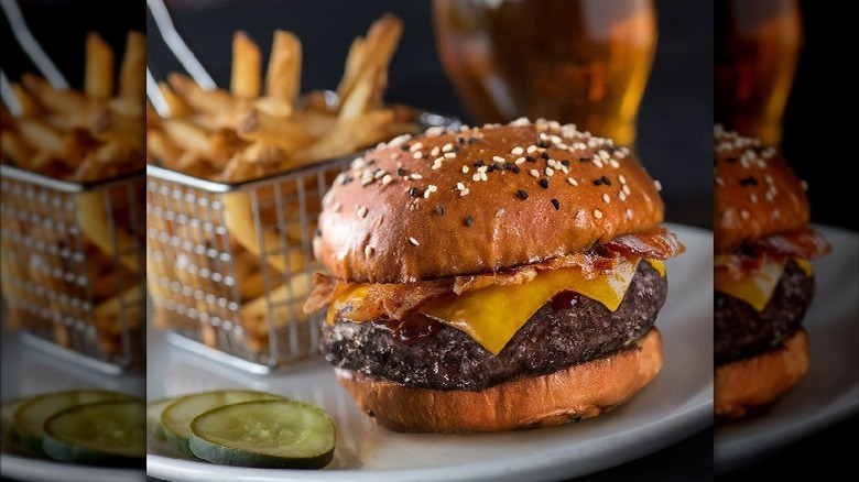 Yard House hamburger and fries