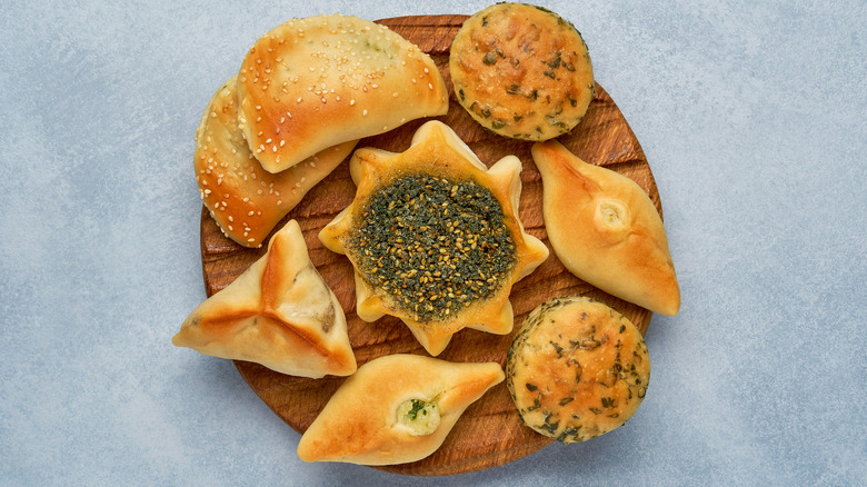 Spinach pastry and samosas