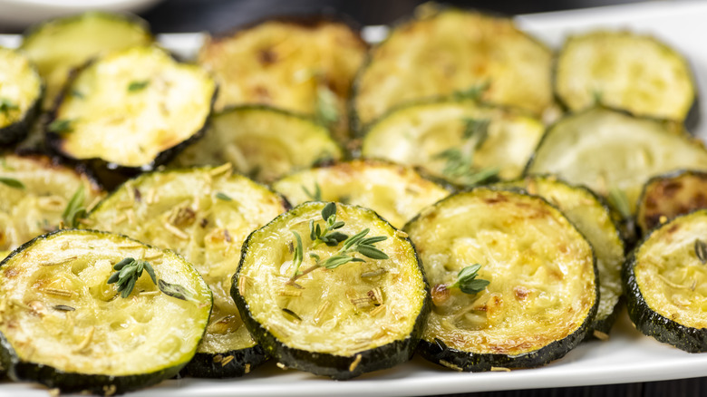 Fried zucchini on parchment paper