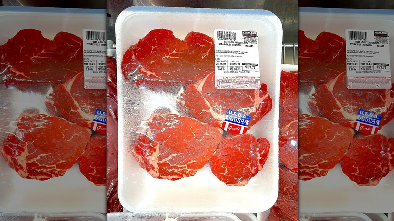 Package of filet mignon steak from Costco