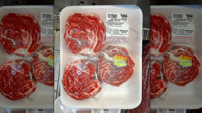 Package of beef ribeye cap steak boneless USDA prime from Costco