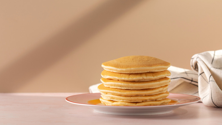 Stack of pancakes on plate