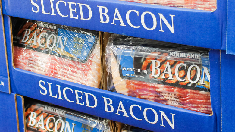 Packages of Kirkland Signature bacon