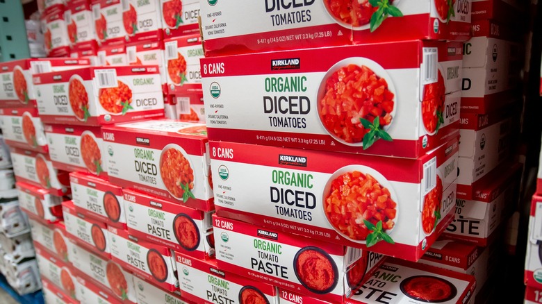 Boxes of Kirkland Signature diced tomatoes