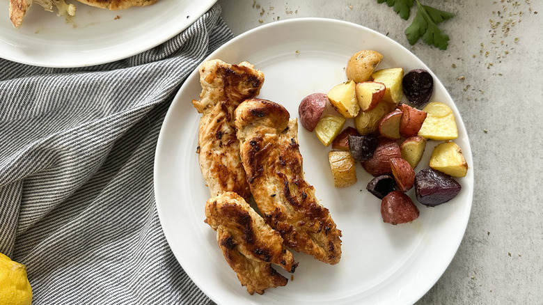 Lemon chicken and potatoes