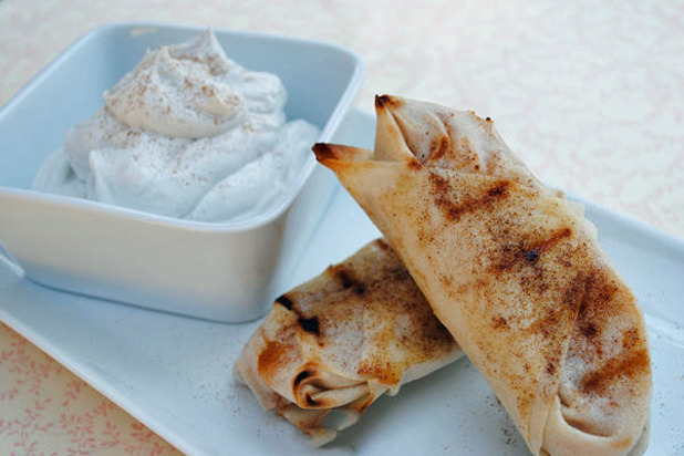 Grilled Apple Pie with Vanilla-Coconut Whipped Cream