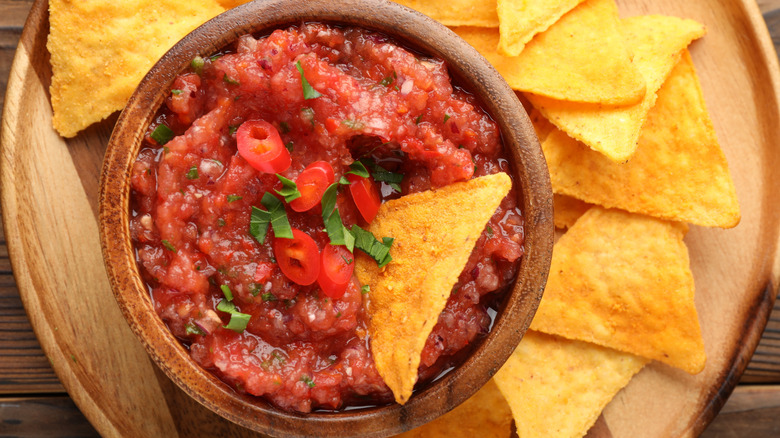 Bowl of salsa and tortilla chips