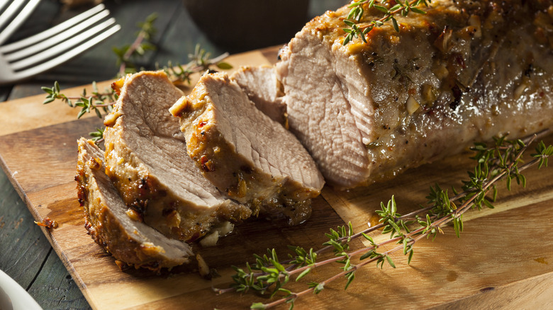 Baked pork tenderloin with herbs