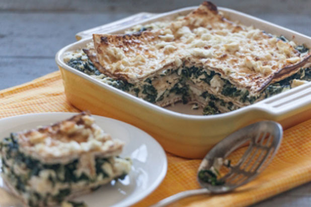 Spinach and Feta Matzoh Pie