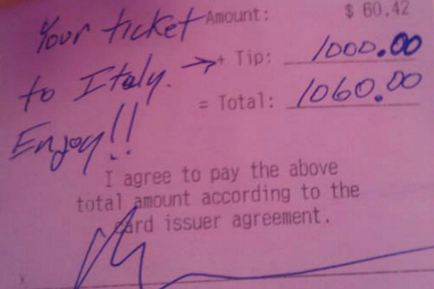 Man Leaves $1,000 Tip to Pay for Server's Trip to Italy