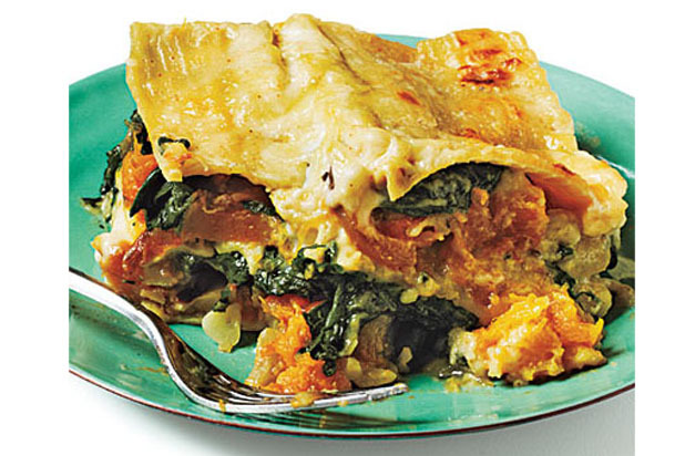 Butternut Squash, Caramelized Onion, and Spinach Lasagna