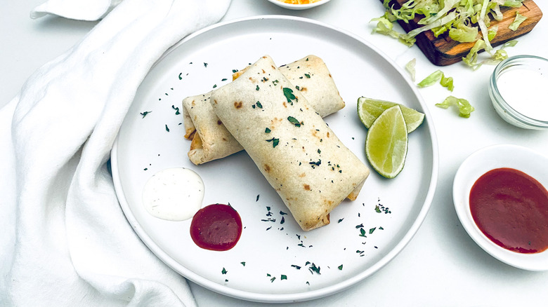 beef chimichanga with garnishes