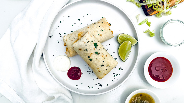 beef chimichanga with garnish