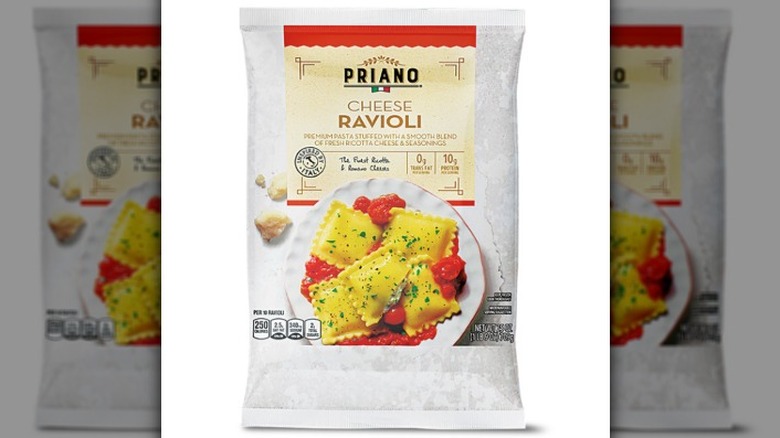 Bag of Aldi Priano cheese ravioli