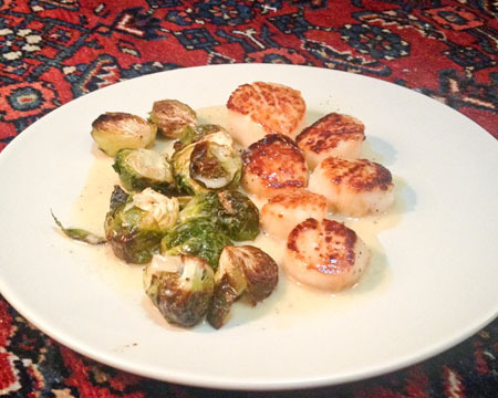 Scallops and Brussels Sprouts in Mustard IPA Cream Sauce