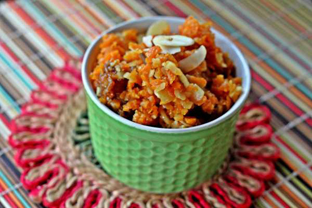 Khajur Gajar Halwa (Carrot and Date Pudding with Coconut and Cardamom)