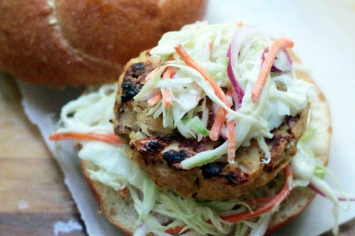 Grilled Tuna Burgers With Wasabi Slaw