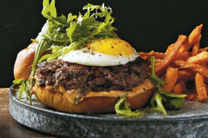 Mushroom Burgers With Fried Egg and Truffle Oil