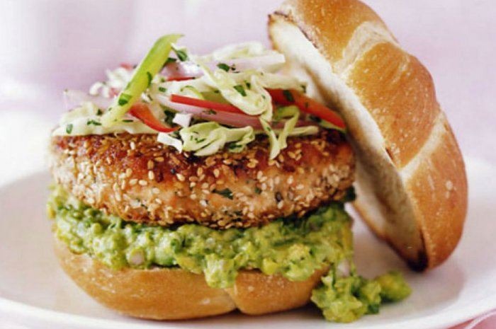 Salmon Burger With Guacamole