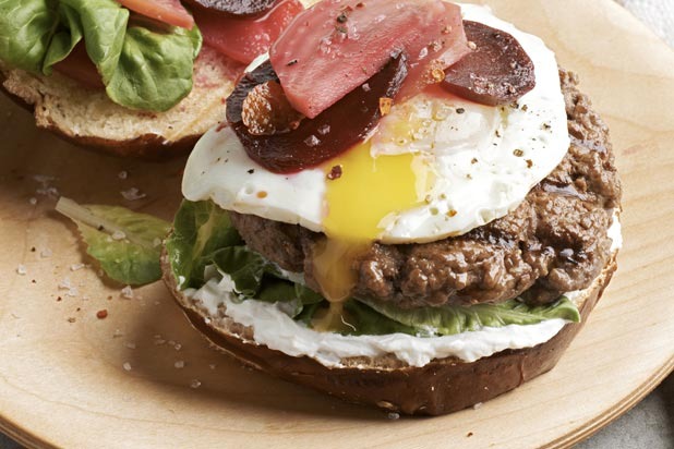 16. Burger with Pickled Beets and Fried Egg