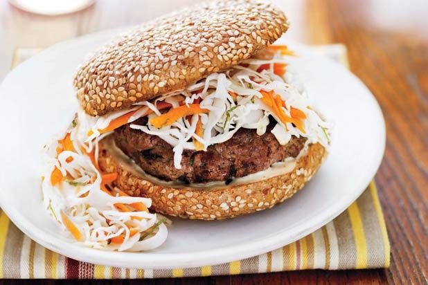 1. Gingered Burger with Lime Slaw