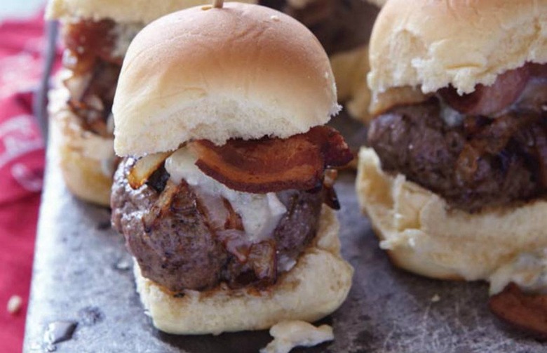 Blue Cheese, Bacon, and Fried Onion Sliders