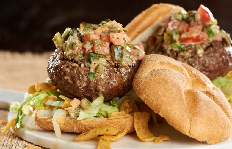 Stuffed Burgers with Poblano Pepper Relish