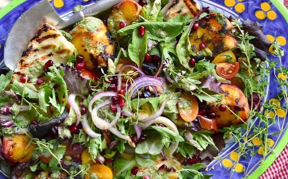 Grilled Halloumi and Peach Salad