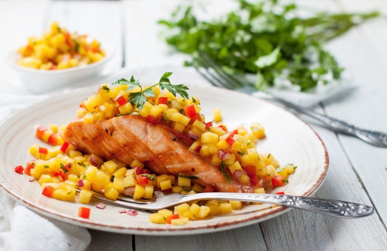 Planked Salmon With Mango and Watermelon Salsa