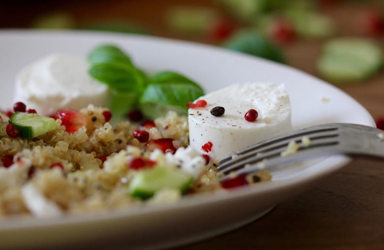 Quinoa Salad With Goat's Cheese, Basil, and Crispy Prosciutto