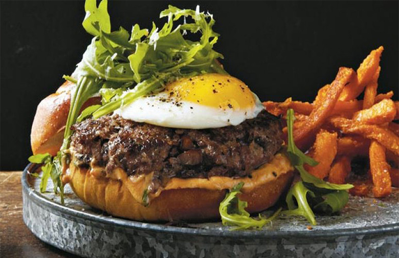 Mushroom Burgers With Fried Egg and Truffle Oil