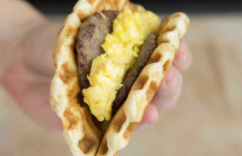 Sausage and Egg Waffle Tacos