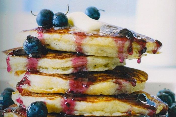 Old-Fashioned Pancakes with Blueberry Syrup